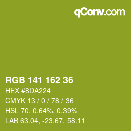 カラーコード: RGB 141 162 36 | qconv.com