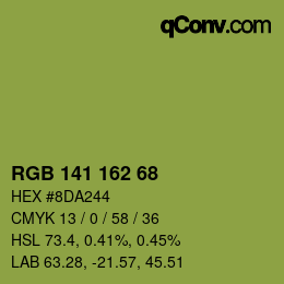 颜色代码: RGB 141 162 68 | qconv.com