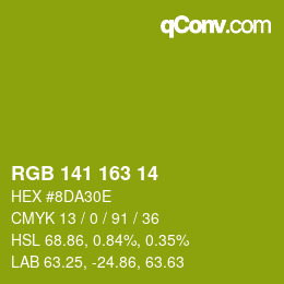 Color code: RGB 141 163 14 | qconv.com