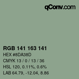 Color code: RGB 141 163 141 | qconv.com