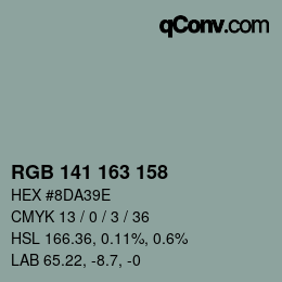 Color code: RGB 141 163 158 | qconv.com