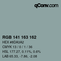 Color code: RGB 141 163 162 | qconv.com