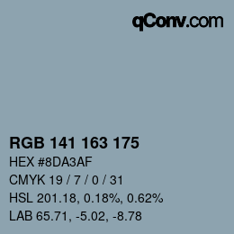 カラーコード: RGB 141 163 175 | qconv.com