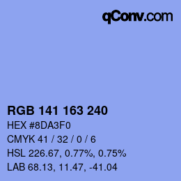 Color code: RGB 141 163 240 | qconv.com