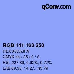 Color code: RGB 141 163 250 | qconv.com
