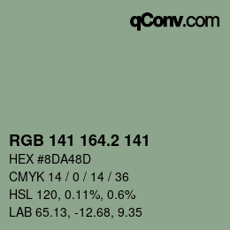 カラーコード: RGB 141 164.2 141 | qconv.com