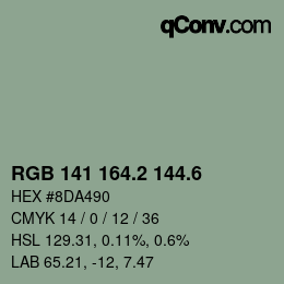 カラーコード: RGB 141 164.2 144.6 | qconv.com