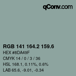 カラーコード: RGB 141 164.2 159.6 | qconv.com