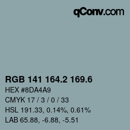 カラーコード: RGB 141 164.2 169.6 | qconv.com