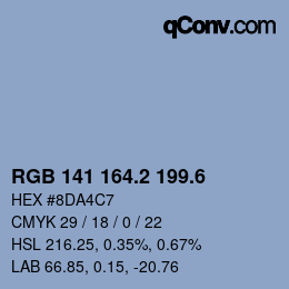 カラーコード: RGB 141 164.2 199.6 | qconv.com