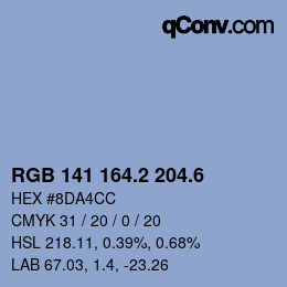 カラーコード: RGB 141 164.2 204.6 | qconv.com