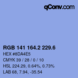 カラーコード: RGB 141 164.2 229.6 | qconv.com