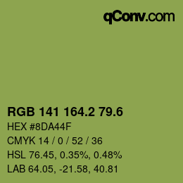 カラーコード: RGB 141 164.2 79.6 | qconv.com