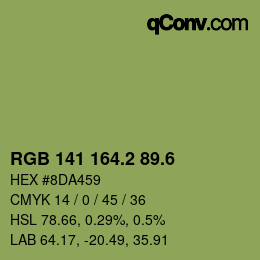 カラーコード: RGB 141 164.2 89.6 | qconv.com