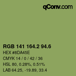 カラーコード: RGB 141 164.2 94.6 | qconv.com