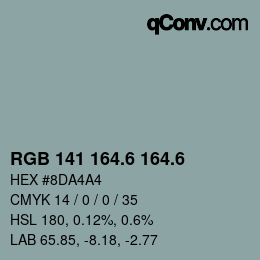 カラーコード: RGB 141 164.6 164.6 | qconv.com