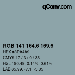 カラーコード: RGB 141 164.6 169.6 | qconv.com