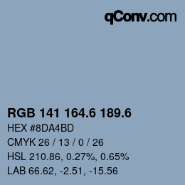 カラーコード: RGB 141 164.6 189.6 | qconv.com
