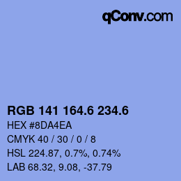 カラーコード: RGB 141 164.6 234.6 | qconv.com