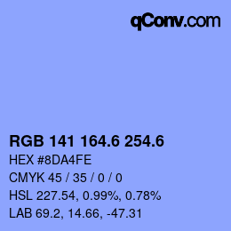 カラーコード: RGB 141 164.6 254.6 | qconv.com
