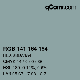 Code couleur: RGB 141 164 164 | qconv.com