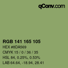 Color code: RGB 141 165 105 | qconv.com