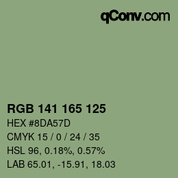 Color code: RGB 141 165 125 | qconv.com