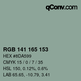 カラーコード: RGB 141 165 153 | qconv.com