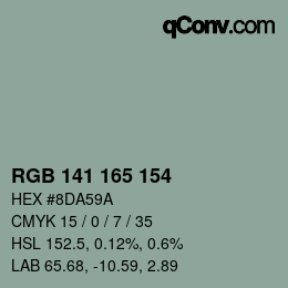 カラーコード: RGB 141 165 154 | qconv.com