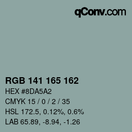 Color code: RGB 141 165 162 | qconv.com
