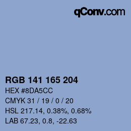 Color code: RGB 141 165 204 | qconv.com