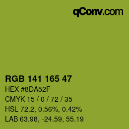 カラーコード: RGB 141 165 47 | qconv.com