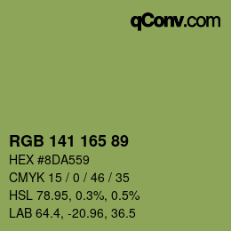 Color code: RGB 141 165 89 | qconv.com