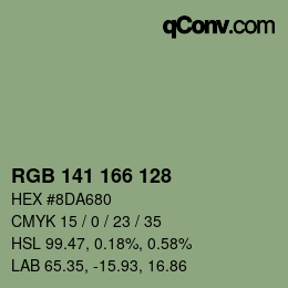 カラーコード: RGB 141 166 128 | qconv.com