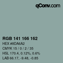 Color code: RGB 141 166 162 | qconv.com