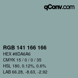 カラーコード: RGB 141 166 166 | qconv.com