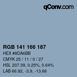 颜色代码: RGB 141 166 187 | qconv.com