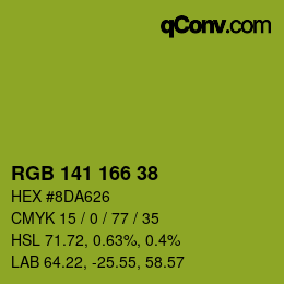 Color code: RGB 141 166 38 | qconv.com