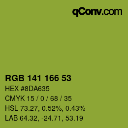 Color code: RGB 141 166 53 | qconv.com