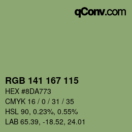 Código de color: RGB 141 167 115 | qconv.com