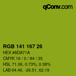 カラーコード: RGB 141 167 26 | qconv.com