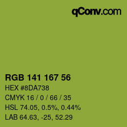 Color code: RGB 141 167 56 | qconv.com
