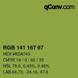 Color code: RGB 141 167 67 | qconv.com