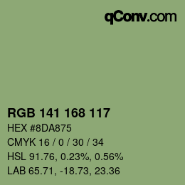 カラーコード: RGB 141 168 117 | qconv.com