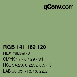 カラーコード: RGB 141 169 120 | qconv.com