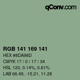 Color code: RGB 141 169 141 | qconv.com