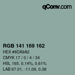 Color code: RGB 141 169 162 | qconv.com