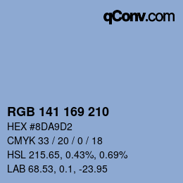 Color code: RGB 141 169 210 | qconv.com