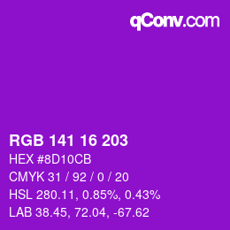Farbcode: RGB 141 16 203 | qconv.com