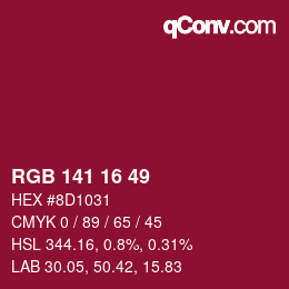 Color code: RGB 141 16 49 | qconv.com